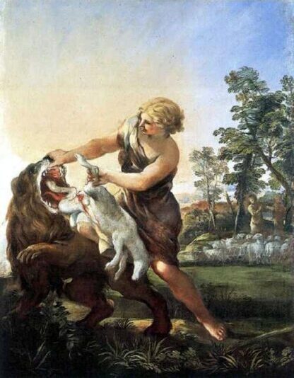 Пьетро да Кортона "Давид спасает (отнимает) ягненка из пасти льва" 17 век. Пьетро да Кортона 